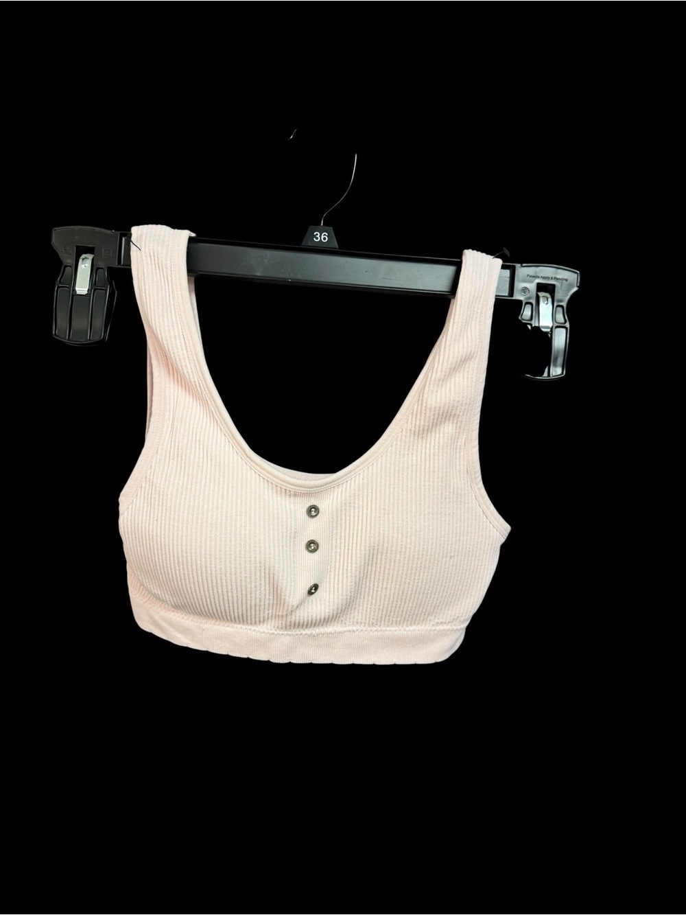 Lucky Brand Ribbed Tank Bralette with Front Buttons - Pink